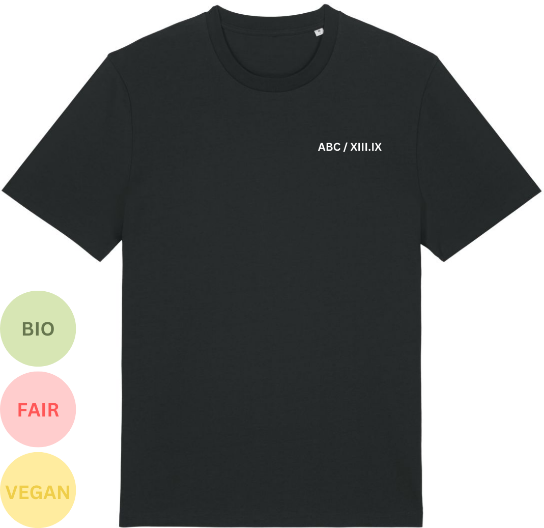 Schwarzes Basic T-Shirt mit personalisierter Bestickung