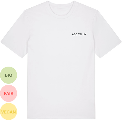 Weisses Basic T-Shirt mit personalisierter Bestickung