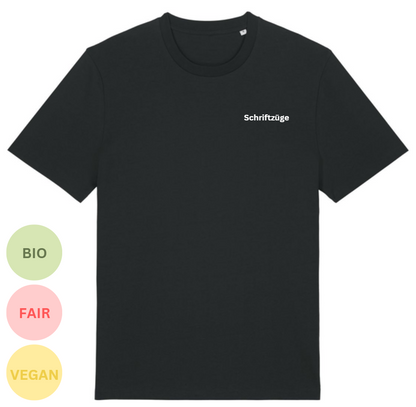 Schwarzes Basic T-Shirt mit gestickten Schriftzügen